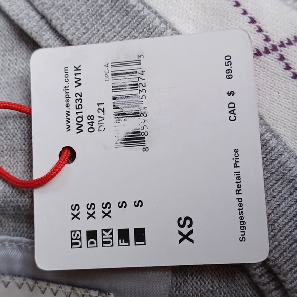 Esprit Lightweight Cotton Argyle V-Neck Sweater NEW- Sz. XS - Picture 4 of 14